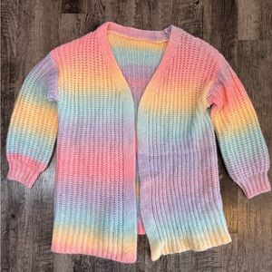 SHEIN 1XL Pastel Rainbow Knit Cardigan